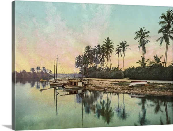 Vintage Photograph of Miami River, Florida, Canvas Wall Art, 48x36, Great Big Canvas