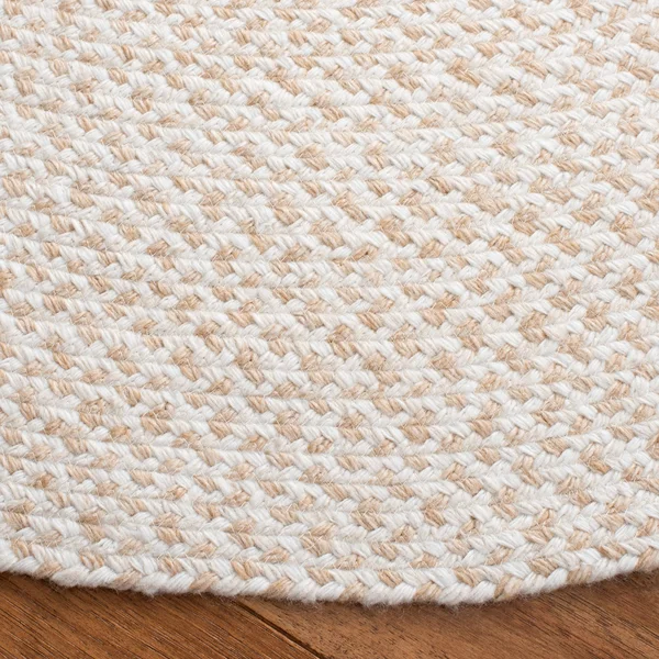 Safavieh 5& x 5& Round Braided BRD801A Ivory Rug