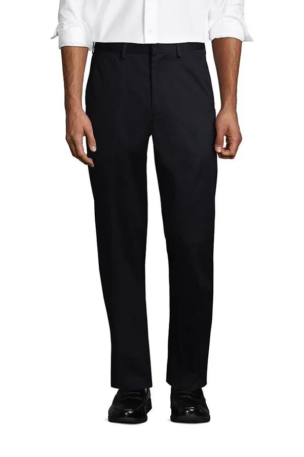 Men's Comfort Waist No Iron Twill Dress Pants - Lands& End - Black - 33