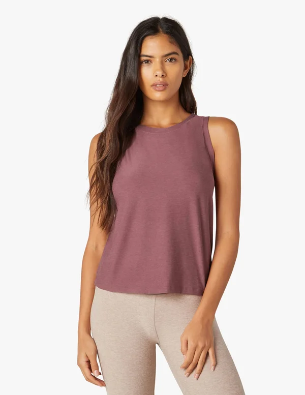 Beyond Yoga Balanced Muscle Tank - Size X-Large in Chocolate Cherry Heather at Nordstrom