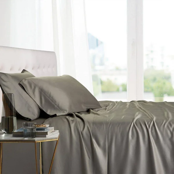 Royal Tradition Bamboo Sheets 100% Bamboo Viscose Set California King, Gray