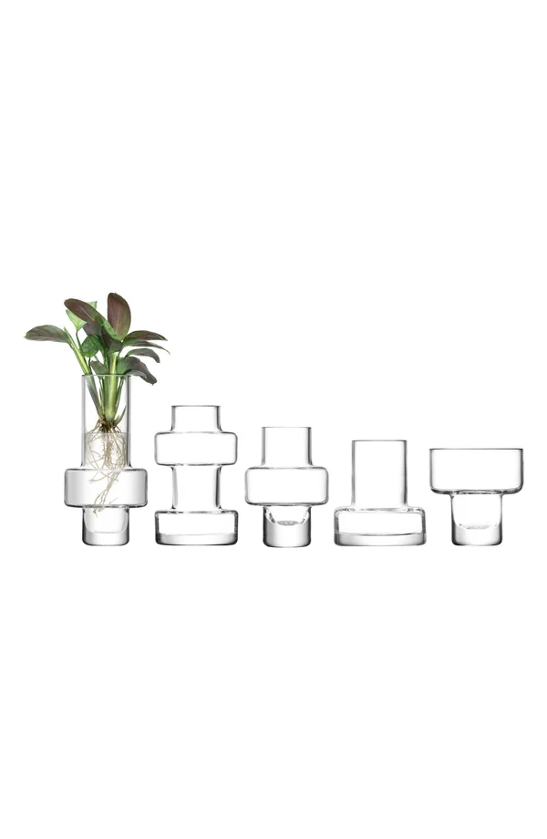 LSA Metropole Set of 5 Glass Vases
