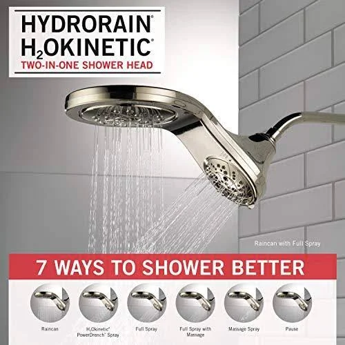 Delta 58581-PN-PK HydroRain H2Okinetic 2-in-1 Shower Polished Nickel