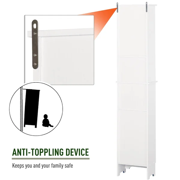 HOMCOM Wooden Collection Tall Bathroom Cabinet Corner Square Storage Cabinet Soft White