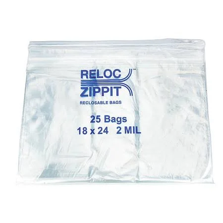 Reloc Zippit R1824 Reclosable Poly Bag 2-mil, 18x22x 24