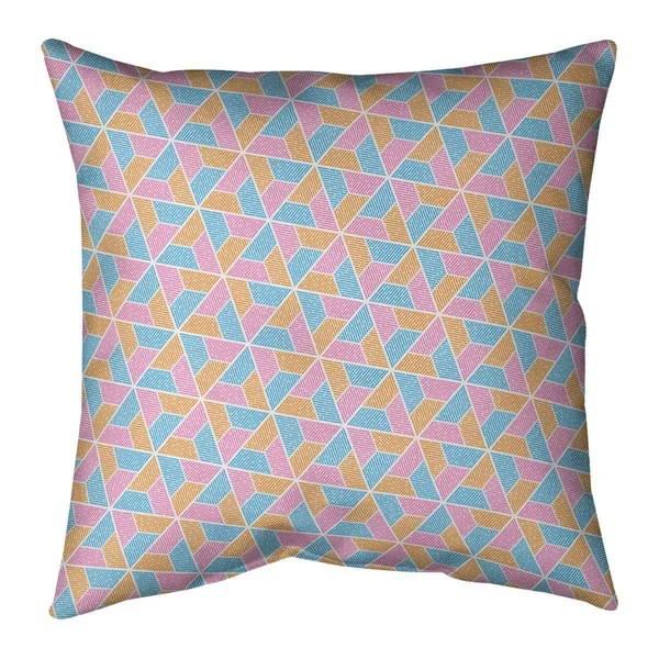 Three Color Trapezoids Throw Pillow - 26 x 26 - Blue Purple & Pink - Linen