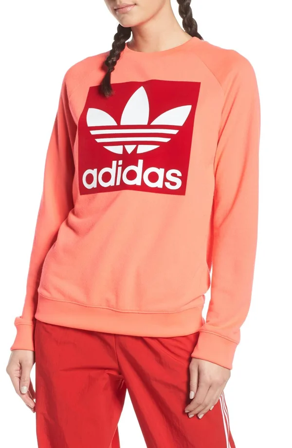 Adidas Women's Trefoil Crew Sweatshirt, Flash Red