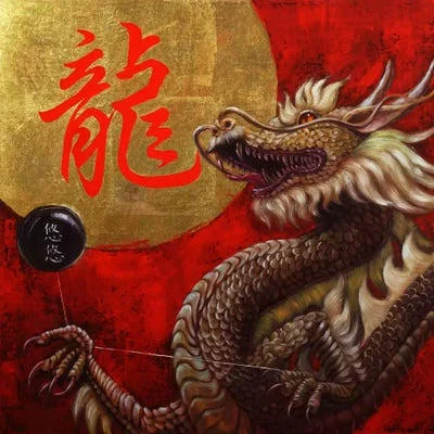 Framed Canvas Art - Yoyo Master by Lucia Heffernan ( fantasy, Horror & sci-fi > Mythical Creatures > Dragon Art art)