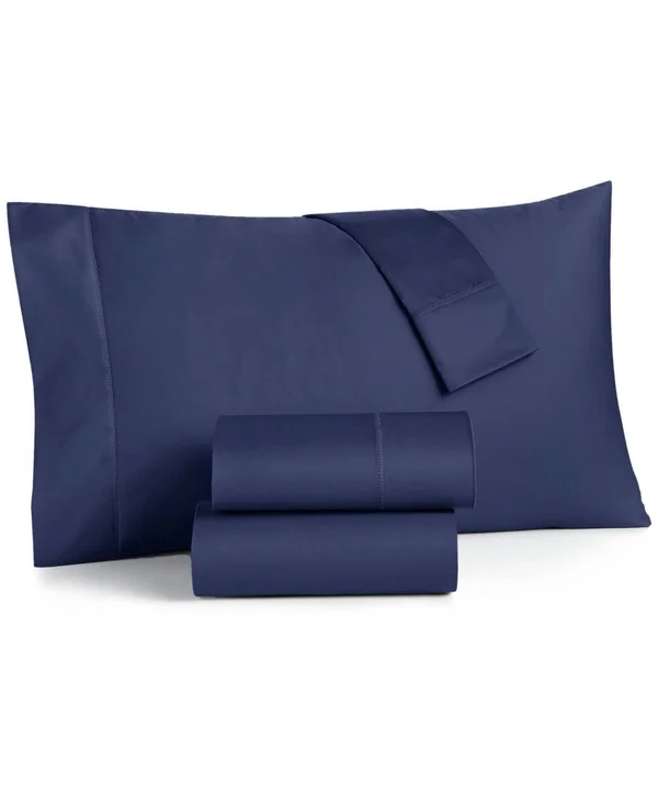 Charter Club Damask 100% Supima Cotton 550 Thread Count Pillowcase Pair, Standard, Created for Macy&s - Navy