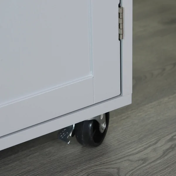HOMCOM Wooden Kitchen Large Storage Island on 360-deg Swivel Wheels Cart with Drawer - Interior Cabinet & Towel Rack - Black