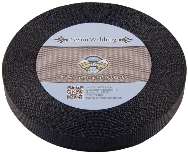 Country Brook Design 1-Inch Heavy Nylon Webbing 50-Yard Black