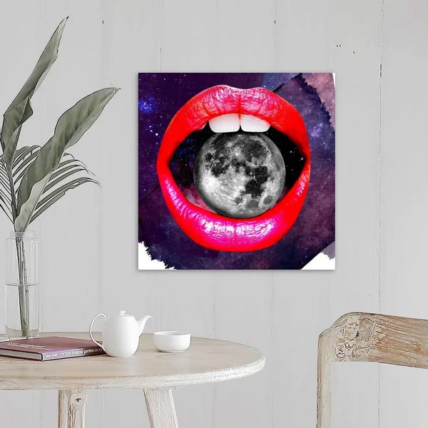 Lips - Moon Mouth - Canvas Wall Art, 20x20, Great Big Canvas