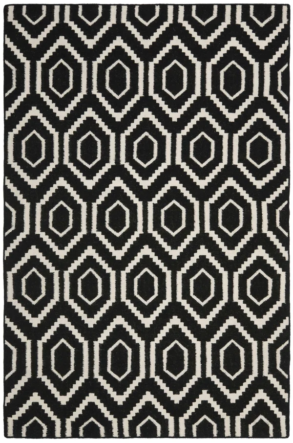 Safavieh 8& x 10& Dhurries DHU556L Black - Ivory Rug