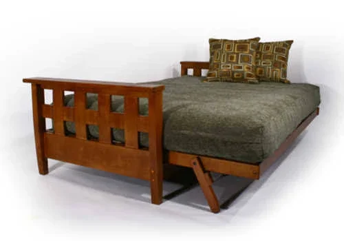 Lambton Warm Cherry Loveseat Wall Hugger Futon Set by Strata Furniture