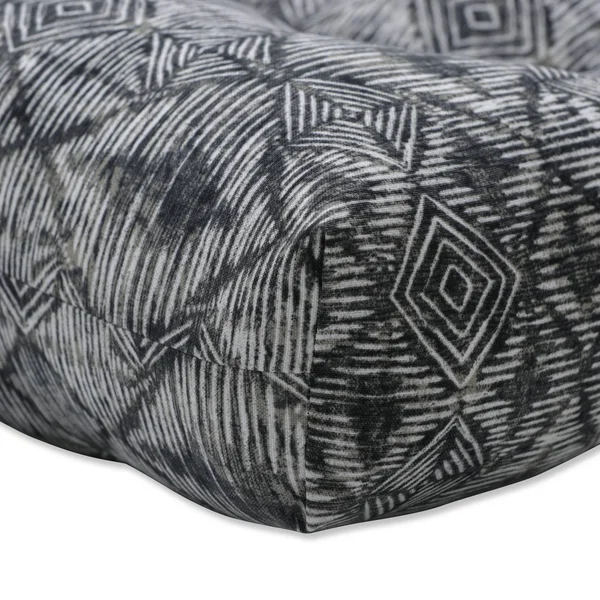 44x22 x 18x22 Outdoor/Indoor Tufted Bench/Swing Cushion Nesco Stone Black - Pillow Perfect