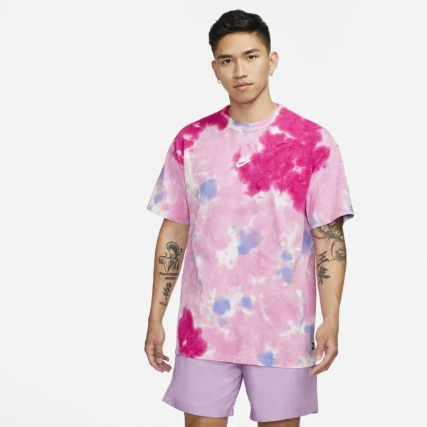 Nike Men's Sportswear Pink Tie-Dye T-Shirt, Size: Medium, Cotton