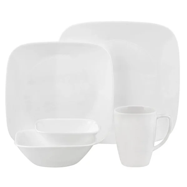 Corelle Square Pure White 30 Piece Dinnerware Set - Service for 6