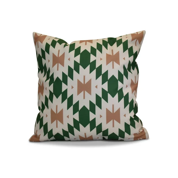 Contemporary Home Living 18” Dark Green and Taupe Square Indoor Throw Pillow with Patna Design- Down Alternative Filler