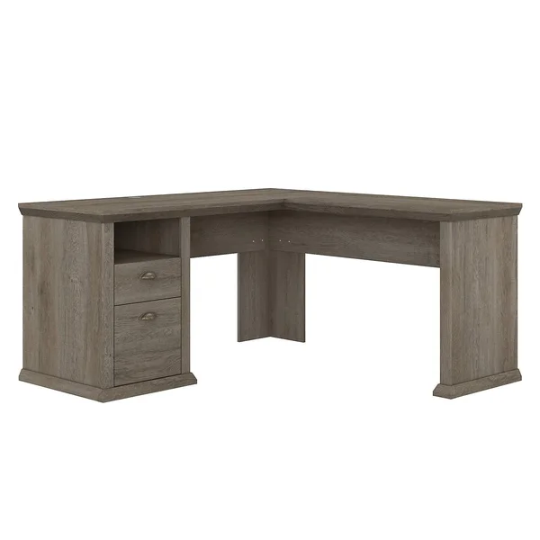 Bush Furniture Yorktown - Desk - L-shaped - restored gray