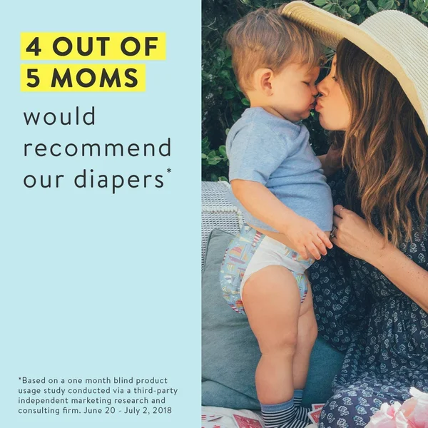 The Honest Company Super Club Box Diapers with TrueAbsorb Technology, Painted Feathers & Strawberries, Size 2, 152 Count