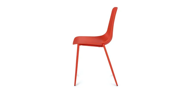 2X Red Accent Dining Chairs - Metal Legs, Article Svelti Modern Furniture