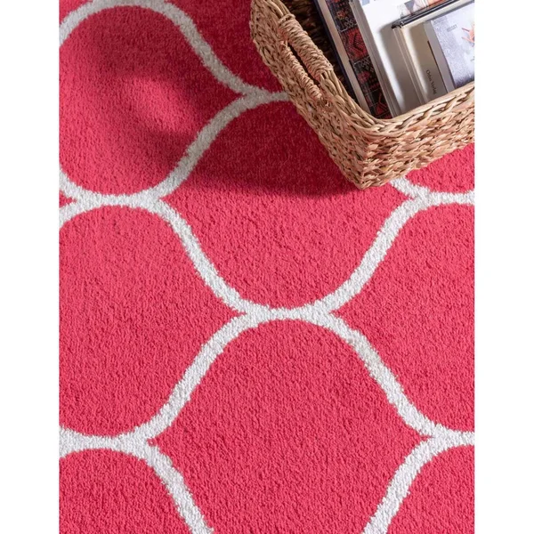 Unique Loom Rounded Trellis Frieze Rug - 8& 0 x 8& 0, Round