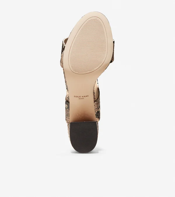 Cole Haan Womens Avani City Leather Snake Print Heel Sandals