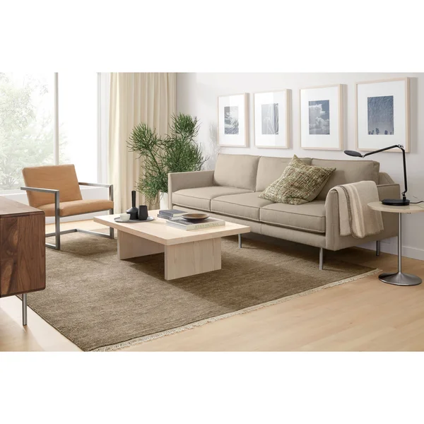 Room & Board - Modern Aria Round End Table 18 Diameter 22H in White, Marbled White Quartz Top w/ White Base