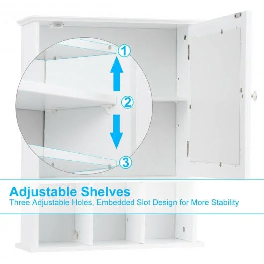 Wall Mounted and Mirrored Bathroom Cabinet-White