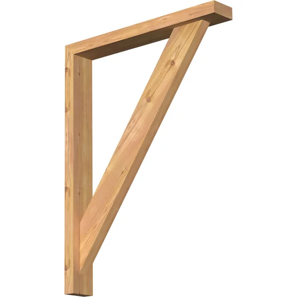 Ekena Millwork BKT0402X24X32TRA05SWR 3 1/2x22W x 24x22D x 32x22H Traditional Block Smooth Bracket w/ Offset Brace, Western Red C
