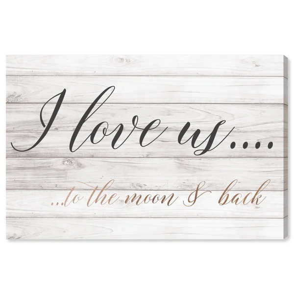 Oliver Gal 'I Love US to The Moon and Back Rose (Pink) Gold'Canvas Art (16x24)