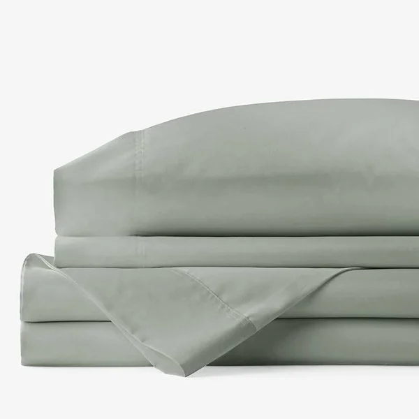 Company Cotton Bamboo Sateen Sheet Set - Tarragon - Green - Size Full, The Company Store