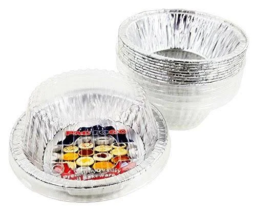 Pactogo Disposable Aluminum 5 3/4x22 Meat Pot Pie Extra Deep Pan Baking, Pans with Lids, 100