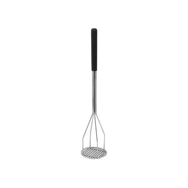 Potato Masher - Round, 5 inch x 24 1/2 inch, Plastic Handle, Stainless Steel, Pack of 6