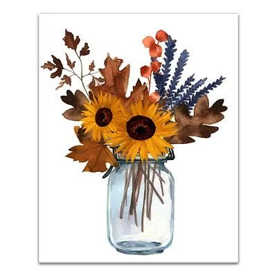 Fall Floral in Mason Jar Canvas Art Print