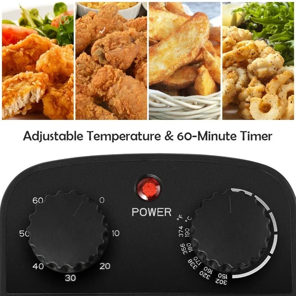 3.2 Quart Electric Stainless Steel Deep Fryer with Timer - Black/Silver