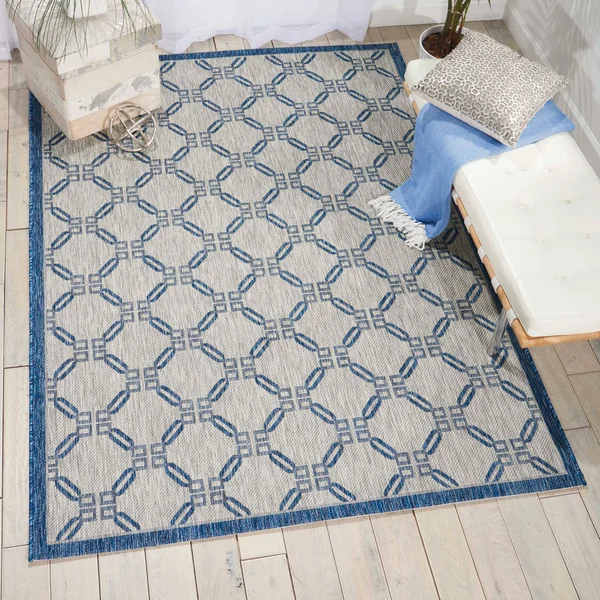 Nourison Garden Party GRD02 Area Rug - Ivory Blue, 6& x 9&