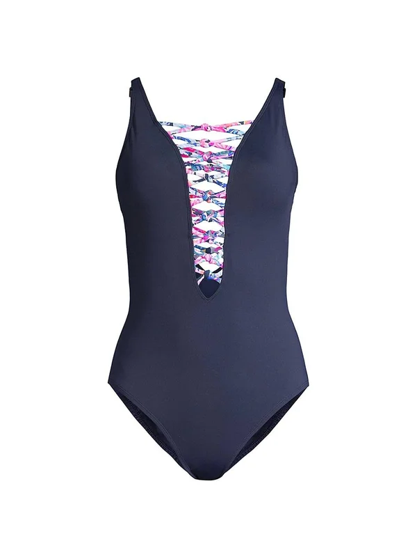 Lilly Pulitzer Isle Lattice One-Piece True Navy 0