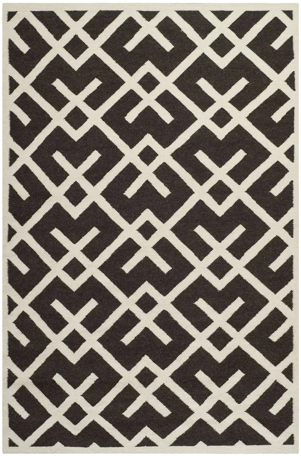 Safavieh DHU552C Dhurries Area Rug - Brown/Ivory: 5-ft x 8-ft