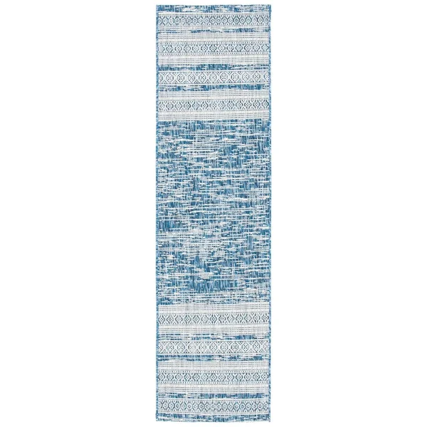 Safavieh Courtyard Evon Indoor/ Outdoor Rug - 5&3x22 x 7&7x22 - Aqua/Grey