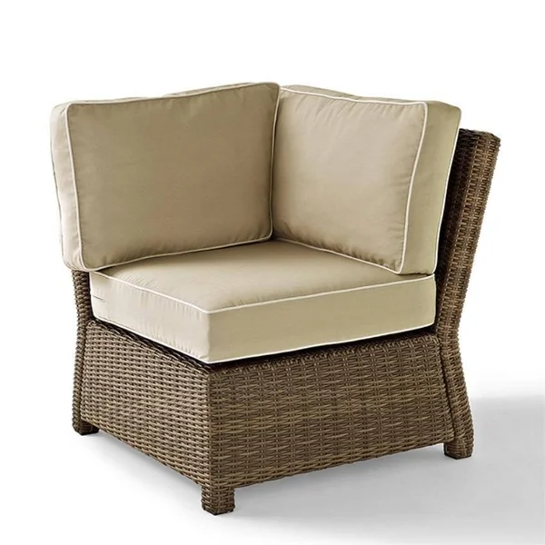 Bradenton Outdoor Wicker Sectional Corner Chair with Sand Cushions - 32.5 x 31.5 x 29 inches