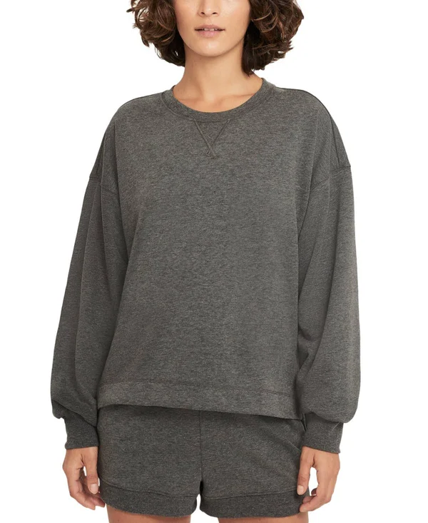 Nike Women's Yoga French Terry Sweatshirt - Black Heather - Size M