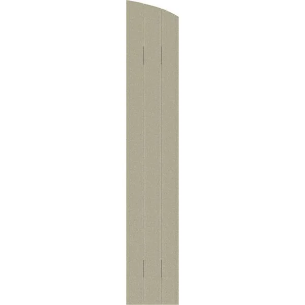 16 1/8x22W x 42x22H (36 1/2x22 Low Side) Rustic Three Board Joined Board-n-Batten Faux Wood Shutters w/Elliptical Arch Top (Per
