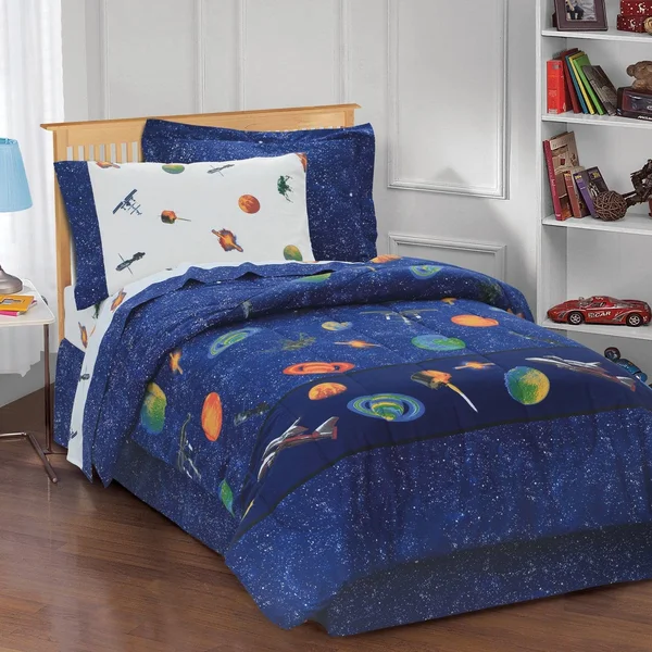Dream Factory Outer Space Mini Bed-in-a-Bag Blue Twin