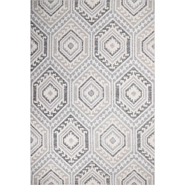 Venice Gray/Cream Transitional Polypropylene Area Rug - 5'2'' x 7'5''