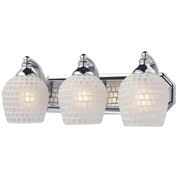 Elk Lighting, Inc. New Product Bath and Spa 3 Light Vanity in Polished Chrome and White Glass 570-3C-WHT Sold by VaasuHomes