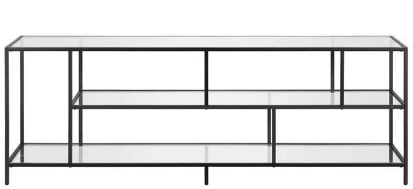 Hennu0026Hart 70x22 Blackened Glass Shelves TV Stand, Black Bronze