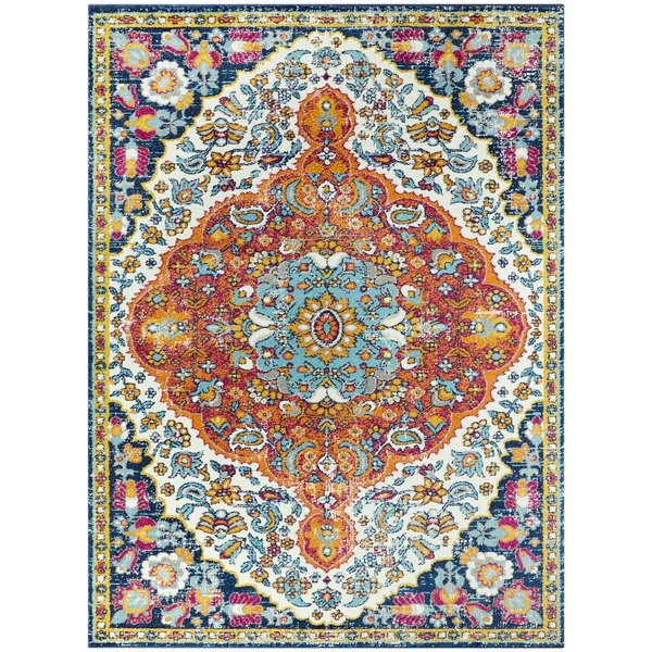 BALTA Telford Teal 7 ft. x 9 ft. Oriental Medallion Area Rug - Blue