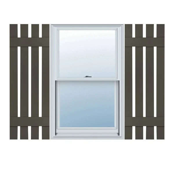 16 1/4 inchw x 45 inchh Lifetime Vinyl, Custom Four Board Spaced (2 Batten), Board-n-Batten Shutters, Musket Brown
