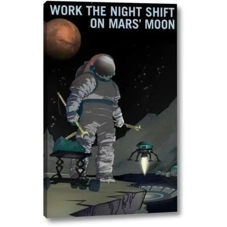 Ebern Designs 'Work The Night Shift' by Nasa Giclee Art Print on Wrapped Canvas - Size: 24 inch H x 15 inch W x 1.5 inch D, Gray